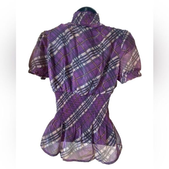 Lucy & Company purple plaid sheer top size M NWT / juniors / business casual - Picture 3 of 8
